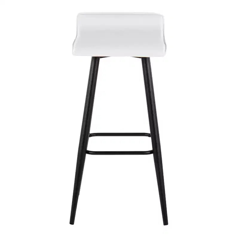 Lot de 2 tabourets de bar Ale en similicuir/acier noir/blanc – LumiSource : Rectangle rembourré, hauteur fixe, capacité 113 kg