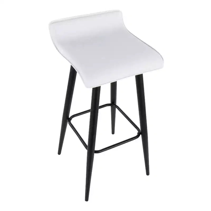 Lot de 2 tabourets de bar Ale en similicuir/acier noir/blanc – LumiSource : Rectangle rembourré, hauteur fixe, capacité 113 kg