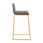 Tabourets de bar à hauteur fixe LumiSource 30" Mason Mara en métal doré et bois de noyer avec cuir PU gris