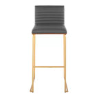 Tabourets de bar à hauteur fixe LumiSource 30" Mason Mara en métal doré et bois de noyer avec cuir PU gris