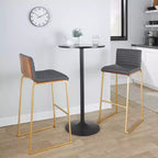 Tabourets de bar à hauteur fixe LumiSource 30" Mason Mara en métal doré et bois de noyer avec cuir PU gris