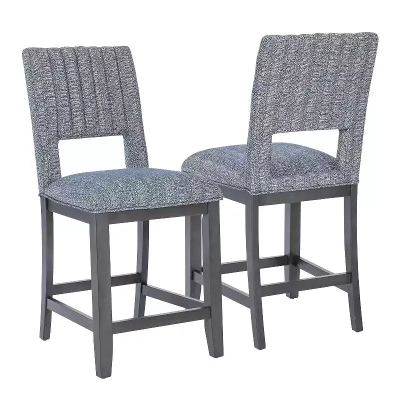 Tabouret de bar Powell Harlan avec assise rembourrée, lot de 2 : sans accoudoirs, dossier plein, cadre en bois d'hévéa, capacité de 125 kg