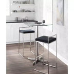 Tabourets de bar empilables Fuji (lot de 3) LumiSource, acier inoxydable/PU noir