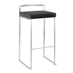 Tabourets de bar empilables Fuji (lot de 3) LumiSource, acier inoxydable/PU noir
