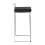 Tabourets de bar empilables Fuji (lot de 3) LumiSource, acier inoxydable/PU noir