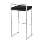 Tabourets de bar empilables Fuji (lot de 3) LumiSource, acier inoxydable/PU noir