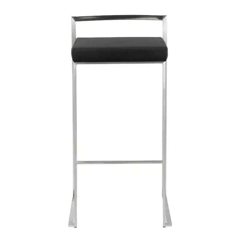 Tabourets de bar empilables Fuji (lot de 3) LumiSource, acier inoxydable/PU noir