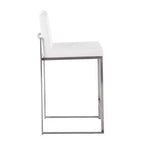 Lot de 2 tabourets de bar à hauteur de comptoir Fuji High Back en acier inoxydable/velours blanc - LumiSource