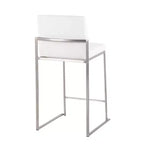 Lot de 2 tabourets de bar à hauteur de comptoir Fuji High Back en acier inoxydable/velours blanc - LumiSource