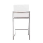 Lot de 2 tabourets de bar à hauteur de comptoir Fuji High Back en acier inoxydable/velours blanc - LumiSource