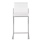 Lot de 2 tabourets de bar à hauteur de comptoir Fuji High Back en acier inoxydable/velours blanc - LumiSource