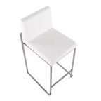 Lot de 2 tabourets de bar à hauteur de comptoir Fuji High Back en acier inoxydable/velours blanc - LumiSource