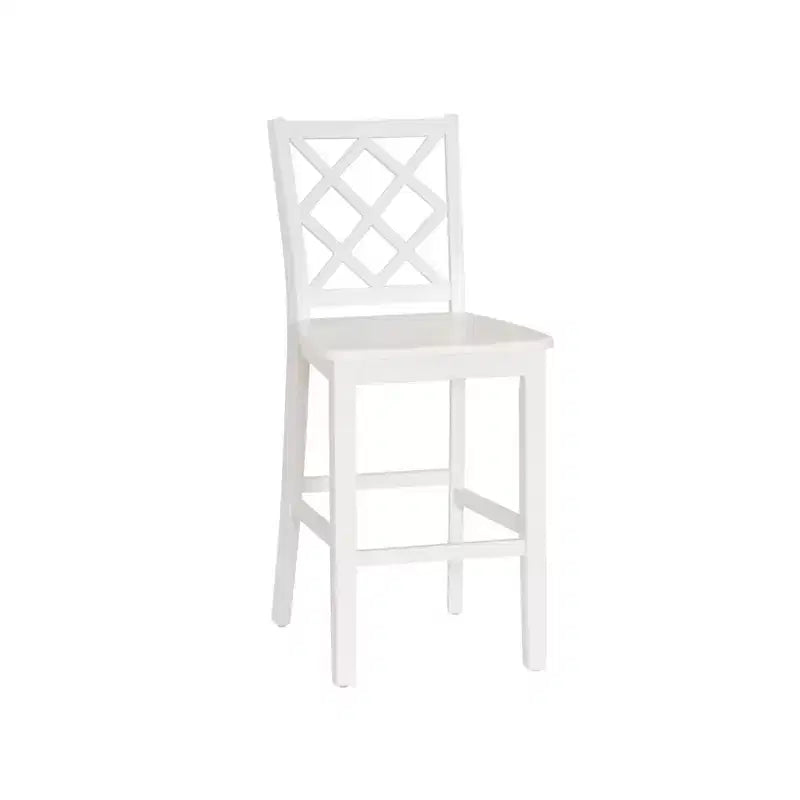 25.25" helby X-Back Farmhouse Counter Height Barstool White Finished Wood - Powell: olid Acacia & Rubberwood