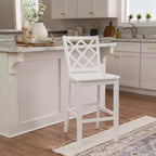 Tabouret de bar style ferme Helby X-Back en bois au fini blanc de 25,25 po – Powell : acacia massif et bois d'hévéa