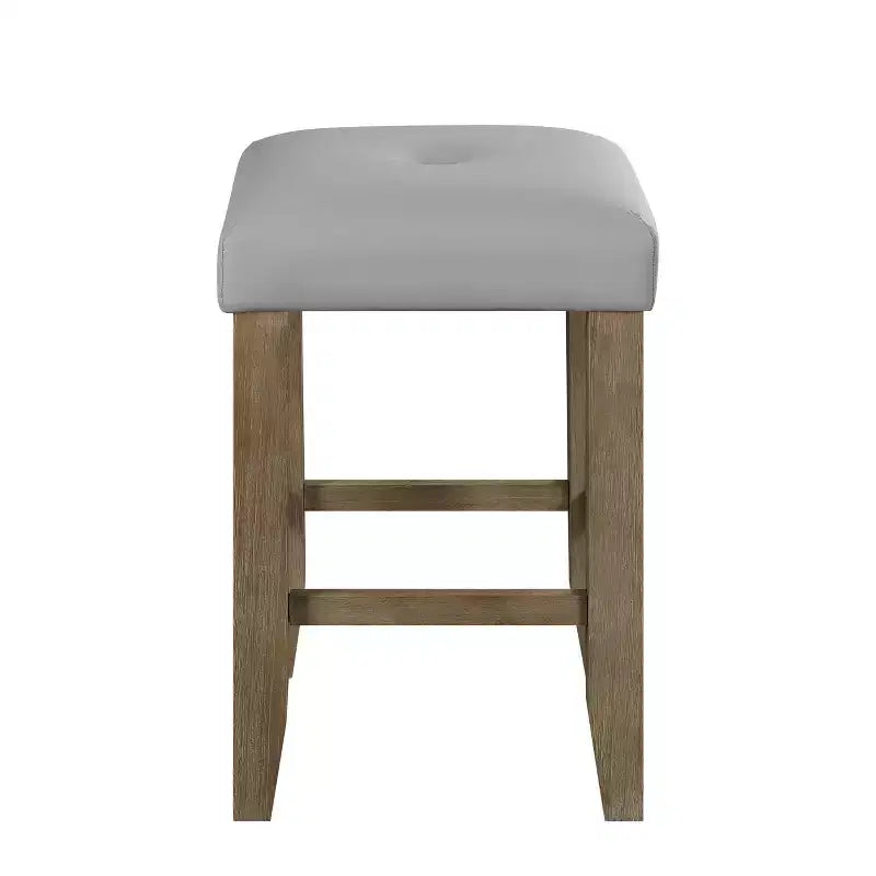 Lot de 2 tabourets de bar Charnell en PU, hauteur comptoir, 40 cm, finition gris/chêne - Acme Furniture
