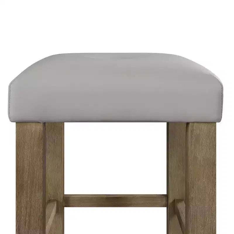 Lot de 2 tabourets de bar Charnell en PU, hauteur comptoir, 40 cm, finition gris/chêne - Acme Furniture