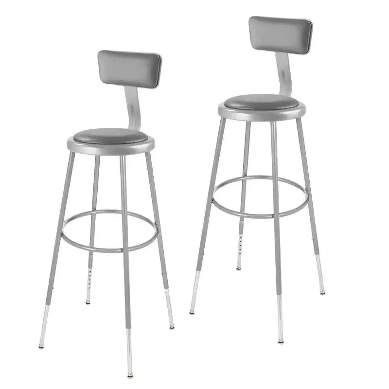 2pk Adjustable Heavy Duty Vinyl Steel Barstool with Backrest Gray - Hampden Furnishings