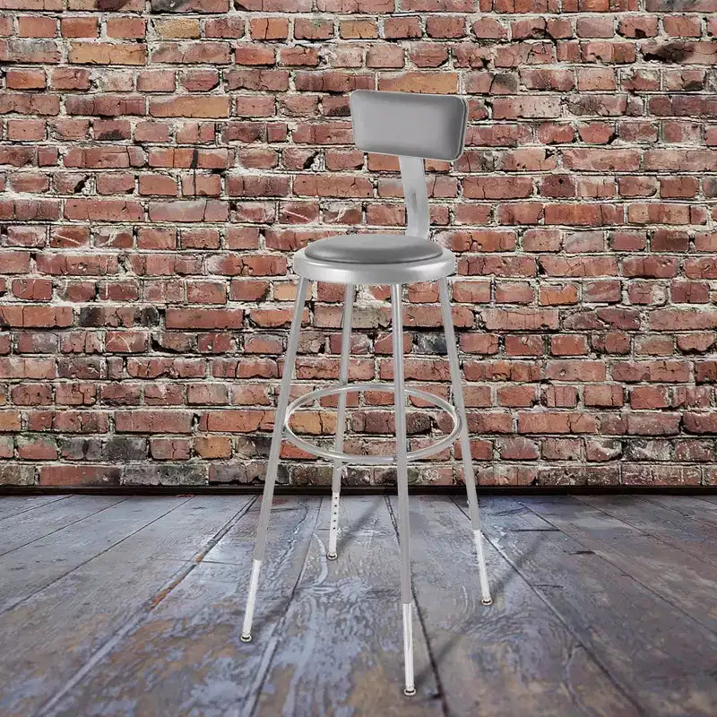 Tabouret de bar réglable en vinyle robuste avec dossier, lot de 2, gris - Hampden Furnishings