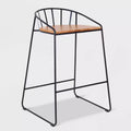 ClickDecor Set of 2 Bedford Barstools Black: 30" Fixed Height, Metal Frame, Footrest, Floor Protectors