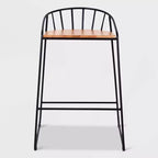 ClickDecor Ensemble de 2 tabourets de bar Bedford Noirs : Hauteur fixe de 76 cm, Cadre métallique, Repose-pieds, Patins de protection du sol