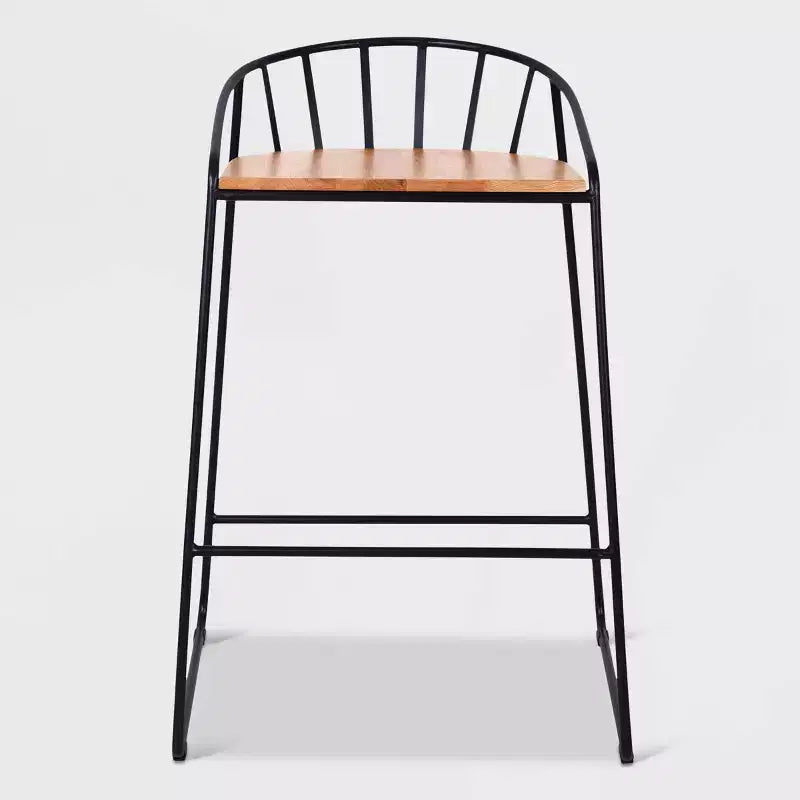 ClickDecor Ensemble de 2 tabourets de bar Bedford Noirs : Hauteur fixe de 76 cm, Cadre métallique, Repose-pieds, Patins de protection du sol