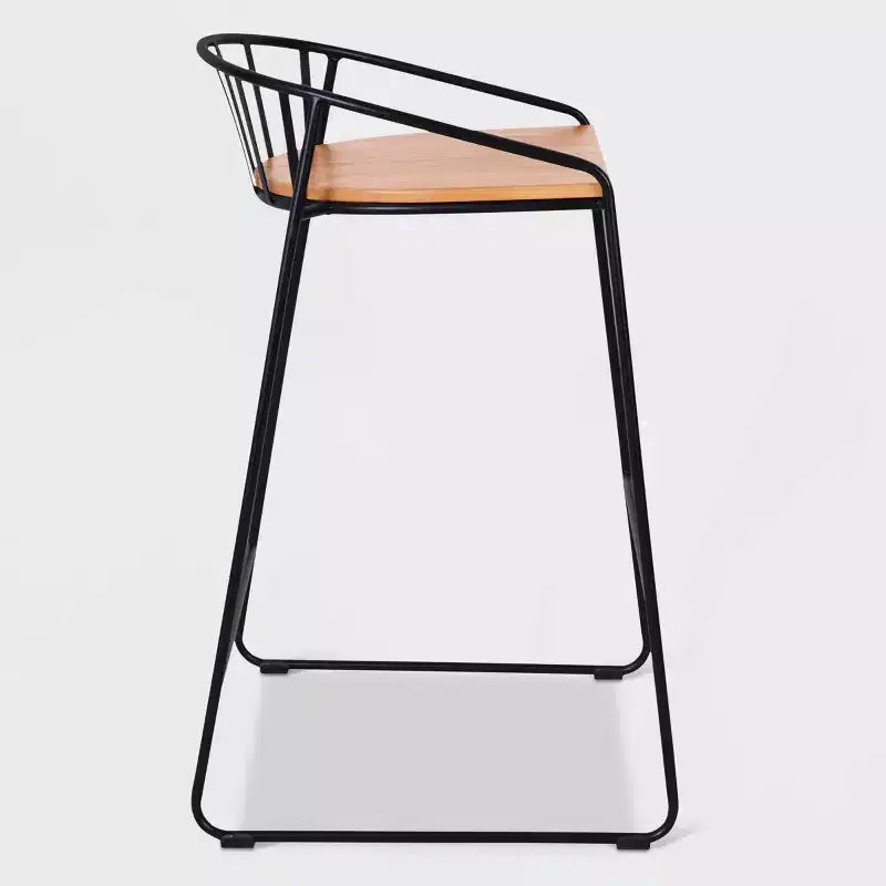 ClickDecor Ensemble de 2 tabourets de bar Bedford Noirs : Hauteur fixe de 76 cm, Cadre métallique, Repose-pieds, Patins de protection du sol