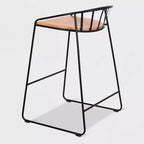 ClickDecor Ensemble de 2 tabourets de bar Bedford Noirs : Hauteur fixe de 76 cm, Cadre métallique, Repose-pieds, Patins de protection du sol
