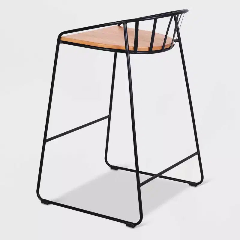 ClickDecor Ensemble de 2 tabourets de bar Bedford Noirs : Hauteur fixe de 76 cm, Cadre métallique, Repose-pieds, Patins de protection du sol