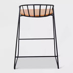 ClickDecor Ensemble de 2 tabourets de bar Bedford Noirs : Hauteur fixe de 76 cm, Cadre métallique, Repose-pieds, Patins de protection du sol