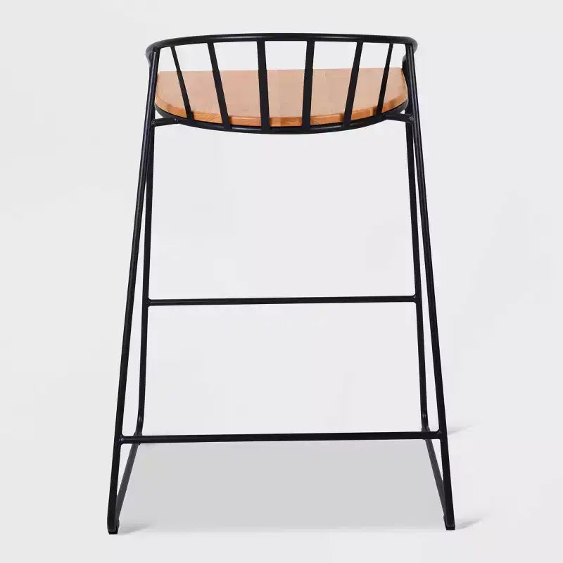 ClickDecor Ensemble de 2 tabourets de bar Bedford Noirs : Hauteur fixe de 76 cm, Cadre métallique, Repose-pieds, Patins de protection du sol