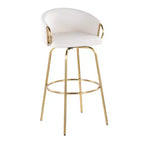 Lot de 2 tabourets de bar Claire Or/Crème - LumiSource : Revêtement chic en velours, hauteur fixe, fonction pivotante