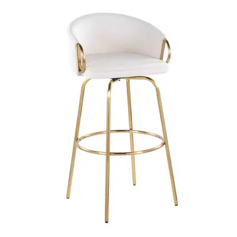Lot de 2 tabourets de bar Claire Or/Crème - LumiSource : Revêtement chic en velours, hauteur fixe, fonction pivotante