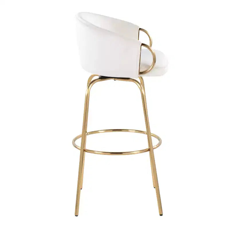 Lot de 2 tabourets de bar Claire Or/Crème - LumiSource : Revêtement chic en velours, hauteur fixe, fonction pivotante