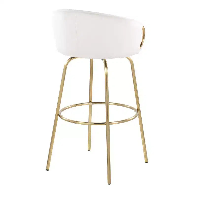 Lot de 2 tabourets de bar Claire Or/Crème - LumiSource : Revêtement chic en velours, hauteur fixe, fonction pivotante