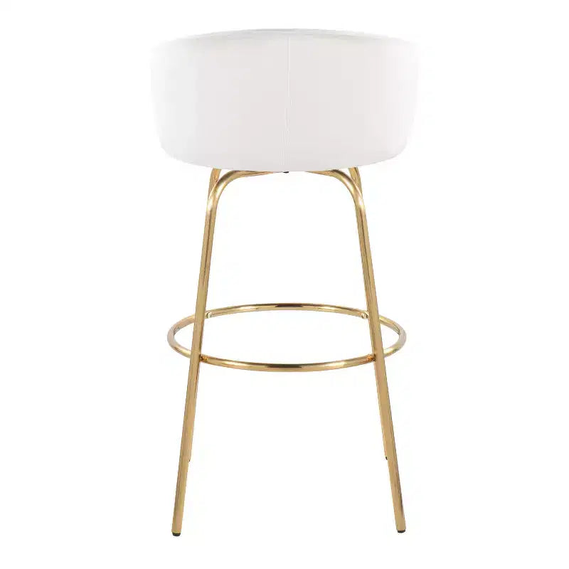 Lot de 2 tabourets de bar Claire Or/Crème - LumiSource : Revêtement chic en velours, hauteur fixe, fonction pivotante