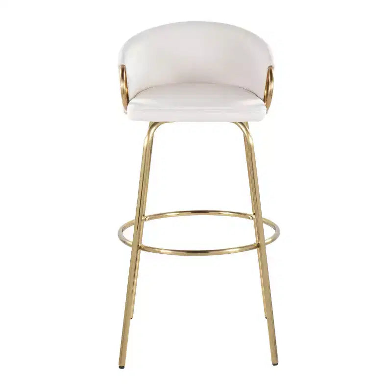 Lot de 2 tabourets de bar Claire Or/Crème - LumiSource : Revêtement chic en velours, hauteur fixe, fonction pivotante