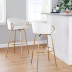 Lot de 2 tabourets de bar Claire Or/Crème - LumiSource : Revêtement chic en velours, hauteur fixe, fonction pivotante
