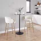 Lot de 2 tabourets de bar Claire Or/Crème - LumiSource : Revêtement chic en velours, hauteur fixe, fonction pivotante