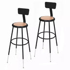 Hampden Furnishings Set of 2 32"-39" Height Adjustable Heavy Duty Steel Accent Barstools with Backrest Black: Modern Design