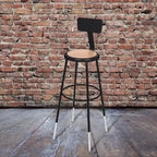 Tabourets de bar à dossier Hampden Furnishings, lot de 2, réglables en hauteur de 81 à 99 cm, en acier robuste, noirs : design moderne