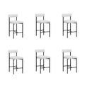 Nathan James Set of 6 Dahlia Counter Height Barstools White Boucle
