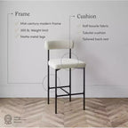 Nathan James Lot de 6 tabourets de bar hauteur comptoir Dahlia en bouclé blanc