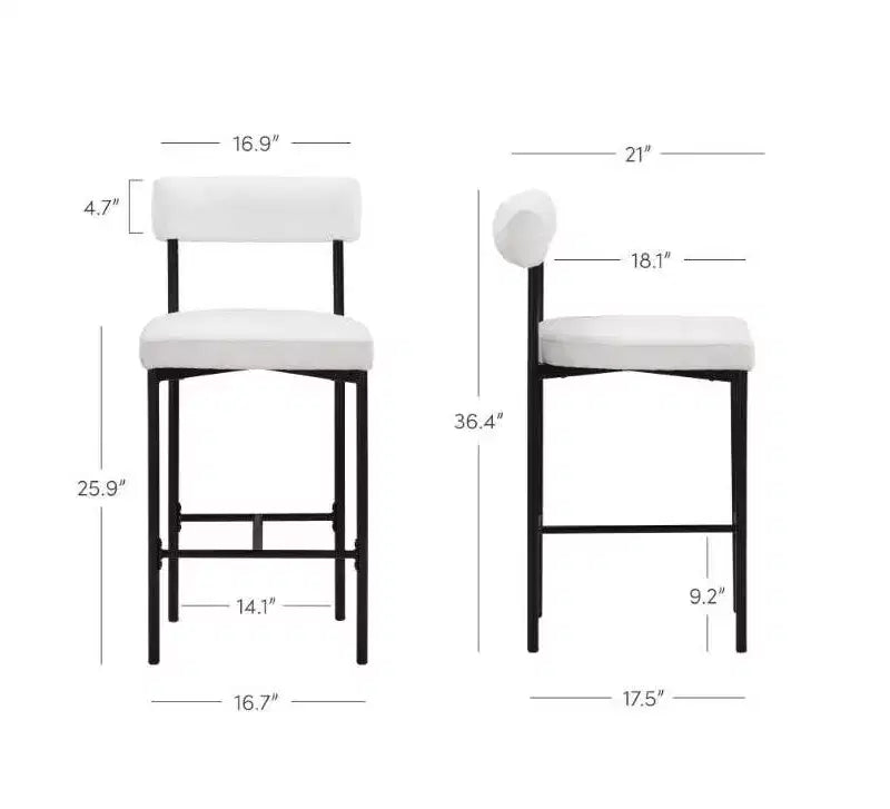 Nathan James Lot de 6 tabourets de bar hauteur comptoir Dahlia en bouclé blanc