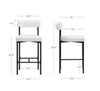 Nathan James Lot de 6 tabourets de bar hauteur comptoir Dahlia en bouclé blanc