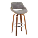 LumiSource Lot de 2 tabourets de bar Fabrizzi Noyer/Chrome/Gris : Design moderne du milieu du siècle, hauteur fixe de 73,6 cm, pivotant, repose-pieds