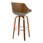 LumiSource Lot de 2 tabourets de bar Fabrizzi Noyer/Chrome/Gris : Design moderne du milieu du siècle, hauteur fixe de 73,6 cm, pivotant, repose-pieds