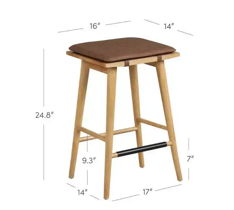 Nathan James Lot de 4 tabourets de bar Barker hauteur comptoir, similicuir marron