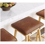 Nathan James Lot de 4 tabourets de bar Barker hauteur comptoir, similicuir marron