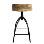Tabouret pivotant industriel réglable Urban Port 25-31" avec dossier et options de hauteur marron/noir