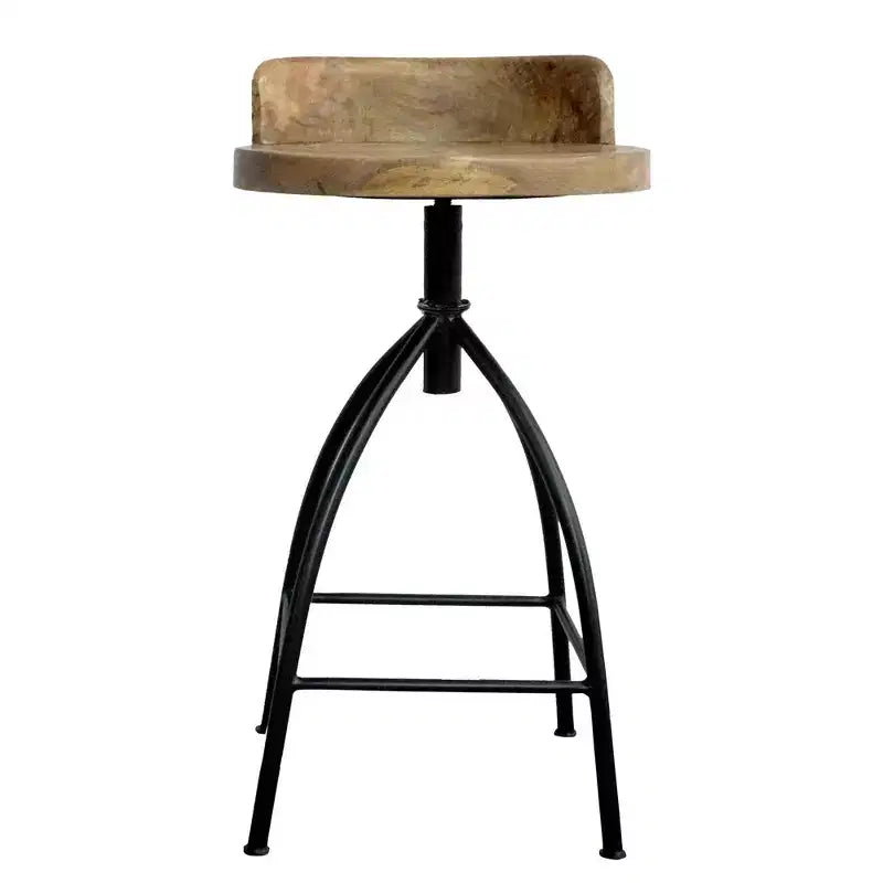 Tabouret pivotant industriel réglable Urban Port 25-31" avec dossier et options de hauteur marron/noir